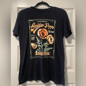 Black Graphic Tee with Orange Poppy Design — Maurice’s